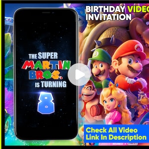 Super Mario VIDEO invitation, Super Mario birthday invitation video, Super Mario Birthday Invitation, Luigi, Digital Invite, mario kart