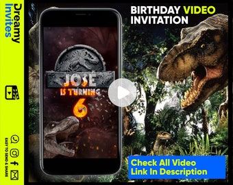 Video Jurassic Park invitation - Jurassic World invitation, dinosaurs Birthday invitation for Jurassic park party & Jurassic world Birthday