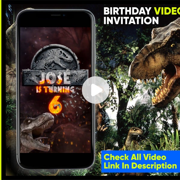 Video Jurassic Park Einladung - Jurassic World Einladung, Dinosaurier Geburtstagseinladung für Jurassic Park Party & Jurassic World Geburtstag