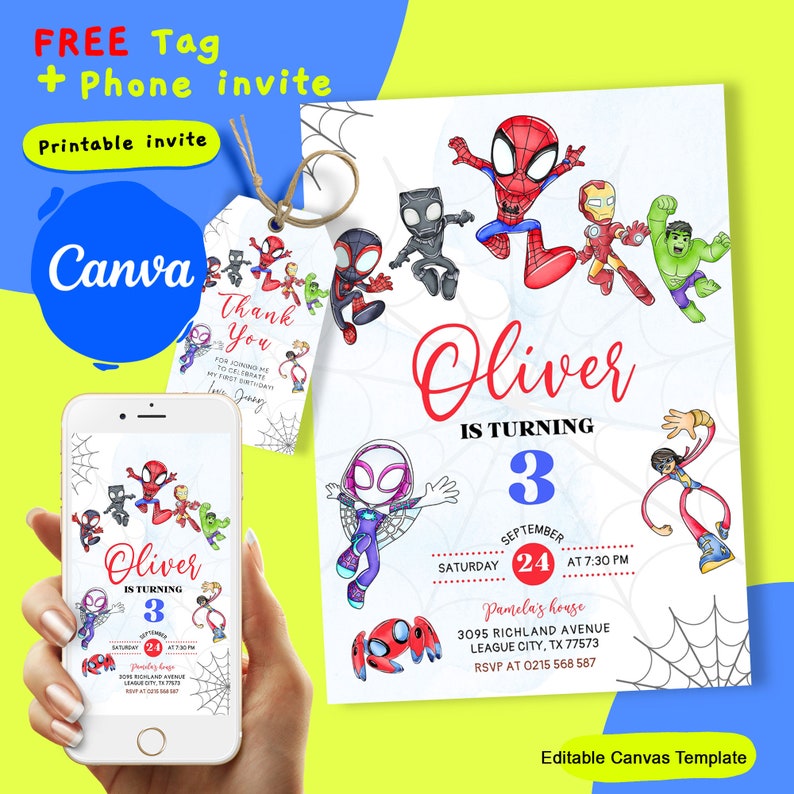 Spidey and His Amazing Friends Birthday Invitation With FREE Spidey Spidey and His Amazing Friends Birthday Invitation With FREE Spidey