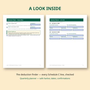 2026 Self-Employed Tax Filing Planner (U.S. Edition) | Schedule C Deduction Finder, Quarterly Planner & CPA Handoff Packet zdjęcie 3