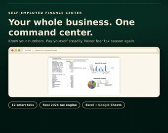 Self Employed Tax Spreadsheet 2026 All 50 States | Freelancer QBI Quarterly Tax Calculator | 1099 Expense Mileage Tracker Excel