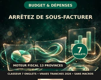 Calculateur Tarif Horaire Freelance Canada 2026 | Travailleur Autonome — Impôt Réel 13 Provinces, Québec RRQ RQAP, Tableur Excel