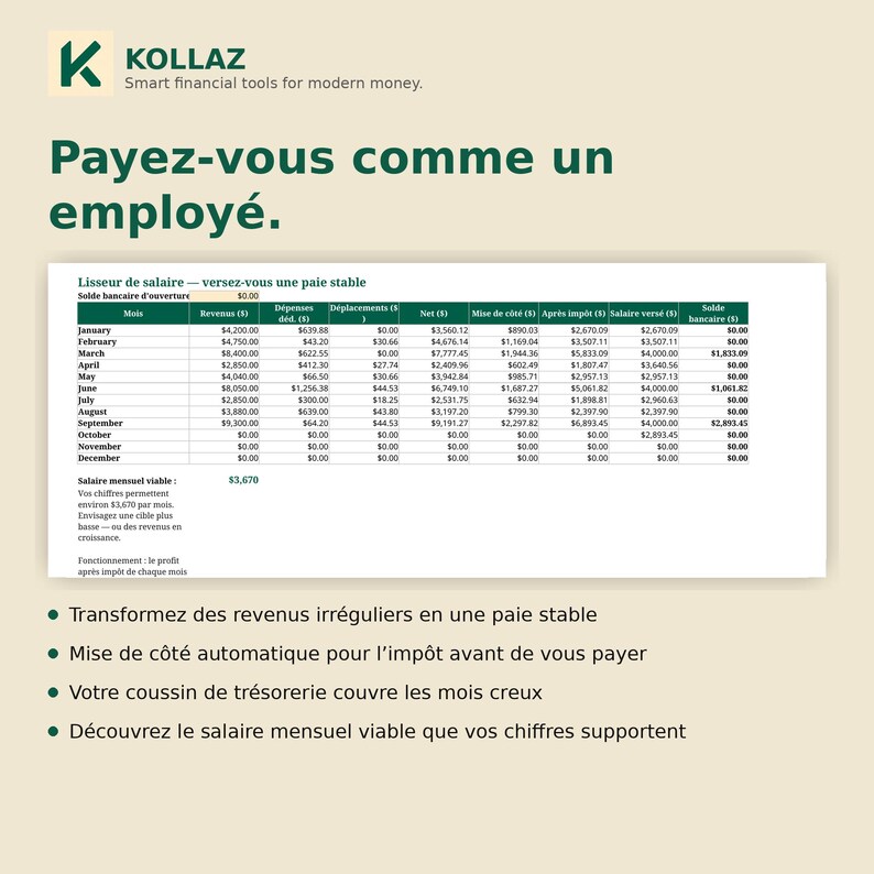 Tableur Impôt Travailleur Autonome Canada 2026 | Calculateur Acomptes Provisionnels Toutes Provinces | Suivi TPS TVQ T4A Excel image 3