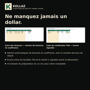 Tableur Impôt Travailleur Autonome Canada 2026 | Calculateur Acomptes Provisionnels Toutes Provinces | Suivi TPS TVQ T4A Excel image 4