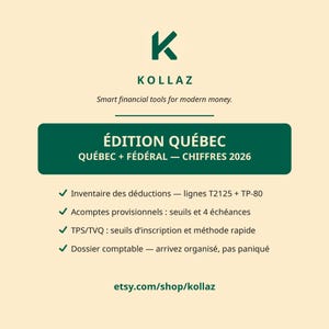 Planificateur fiscal 2026 travailleur autonome Québec | TP-80 + T2125, acomptes provisionnels, dossier comptable | PDF remplissable image 6