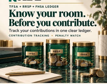 TFSA Contribution Room Tracker Spreadsheet — RRSP + FHSA Ledger, Canadian Penalty Watch | 2026 Excel