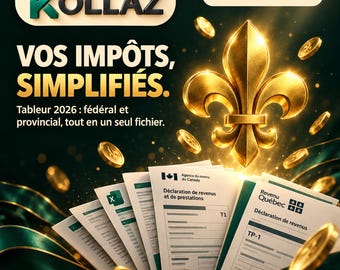 Tableur Impôt Travailleur Autonome Canada 2026 | Calculateur Acomptes Provisionnels Toutes Provinces | Suivi TPS TVQ T4A Excel