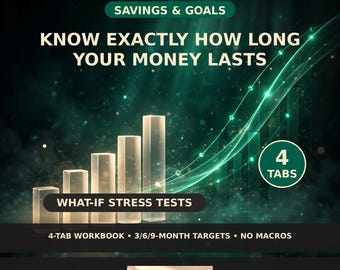 Emergency Fund Calculator Excel | How Many Months Could You Survive? | Savings Runway Planner, Budget Spreadsheet