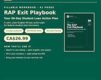RAP Exit Playbook 2026 US — Student Loan SAVE Exit Plan, Fillable 90-Day Action Plan Workbook Pdf, Repayment Guide