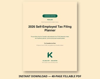 2026 Self-Employed Tax Filing Planner (Canadian Edition) | T2125 Deduction Finder, Instalment Planner & Accountant Handoff