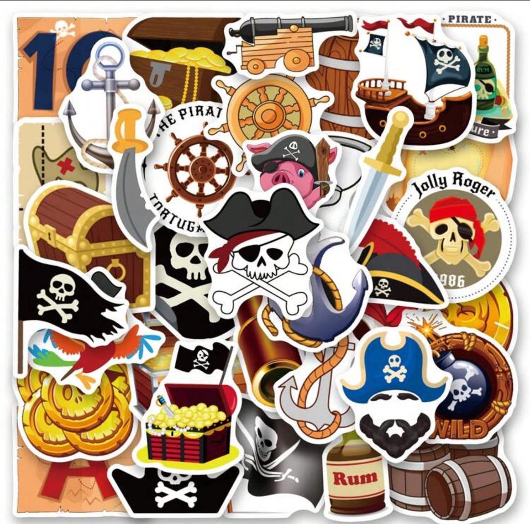 Pirate Stickers - 50 Waterproof Vinyl Treasure Stickers - Etsy