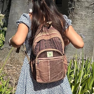 Stone washed RUSTY Brown Hemp Medium Backpack.Crafted with Tradition in the Heart of Nepal Same Day Shipping!