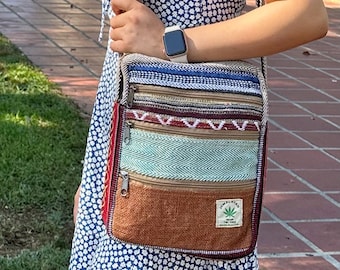 Eco-Friendly Hemp Crossbody Bag - Handcrafted, Stylish Vegan Fashion - Ready to Ship