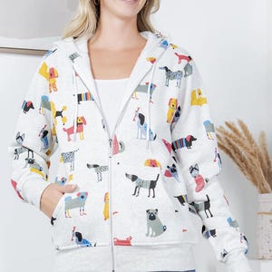 Playful Cartoon Dog Hoodie – Cozy, Colorful, and Tail-Waggin’ Cute | Unisex Pullover with Hood | Sizes S, M, L, XL
