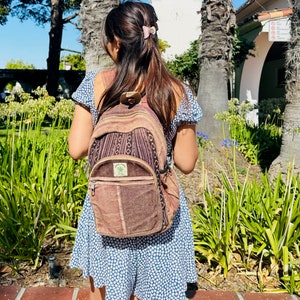 Stone Washed Hemp Backpack: Rustic Brown Travel Bag
