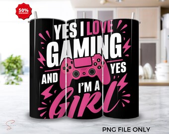 Girl Gamer Tumbler Wrap, Gamer Girl Tumbler Wrap Png, Controlador de jogo PNG para copos magros de 20 onças, Design de sublimação de controlador de jogos PNG