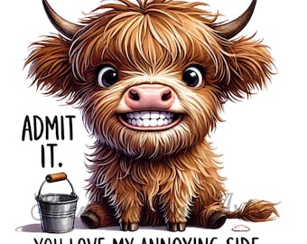 Funny Highland Cow Png, Western Highland Cow Coffee Mug Png, Baby cow Sublimation Design, Funny Sarcasm Png, Baby Cow PNG, digital download
