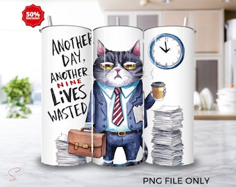 Lustiger Katzen-Behälter-Verpackung, Mürrische Katzen-Becher-Verpackung, Katze PNG 20 Unzen dünne Becher, Tabby-Katzen-Sublimations-Entwurf, unhöfliche Katze Png Niedliche böse Katze