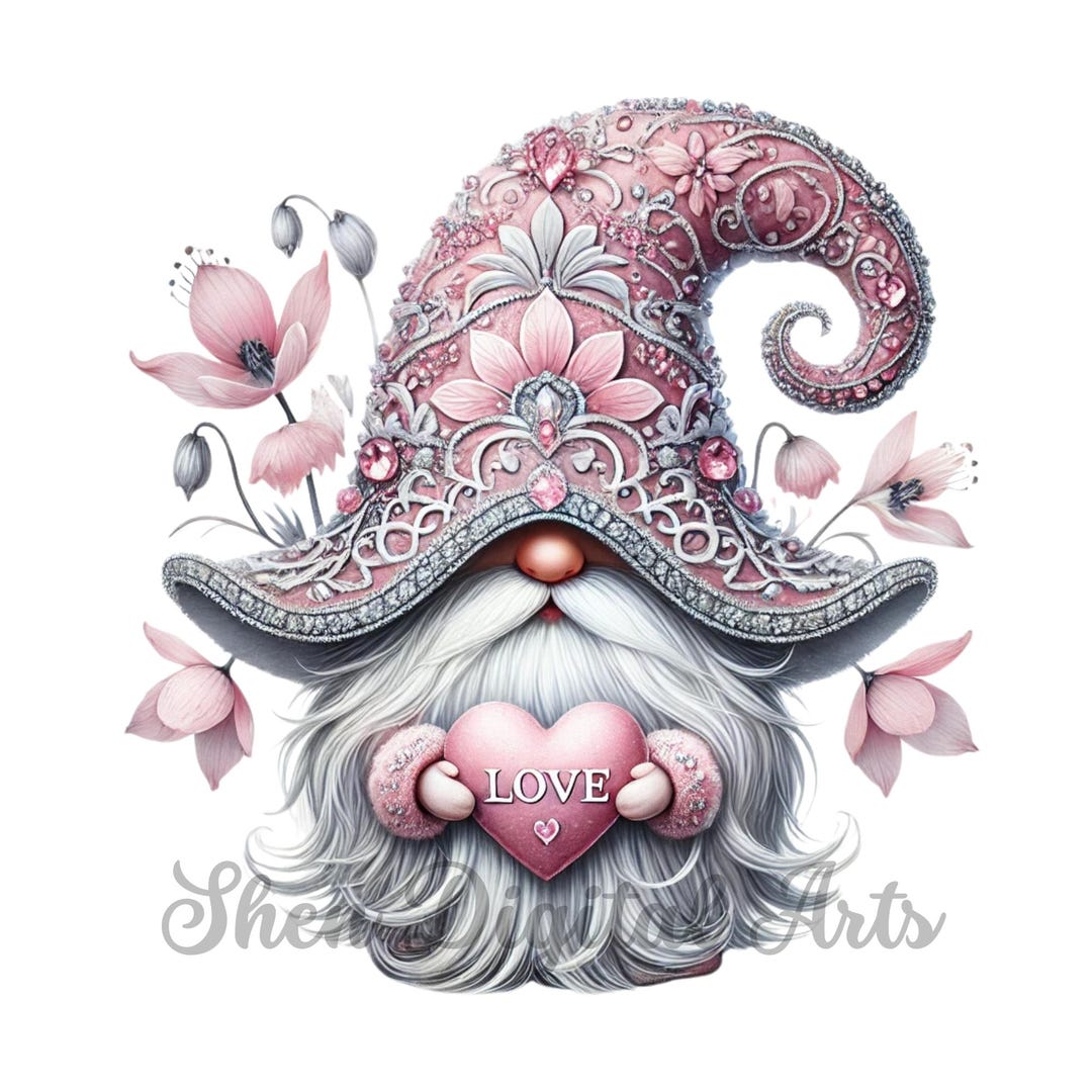 Valentines Gnome Clipart, 8 High Quality PNG 300 DPI, Valentines Day ...