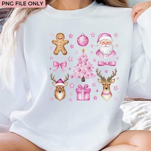 Coquette Pink Christmas Png, Pink Bow Christmas Png, Christmas Tree Png, Trendy Santa Png, Christmas Sublimation Design, Christmas Clipart