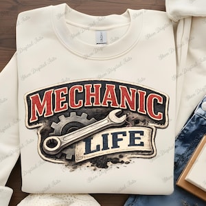 Faux Yarn Mechanic PNG, Retro Mechanic Life Shirt Design, Patchwork Vintage Father Repair Shop Sublimation, Vintage Garage Digital Download