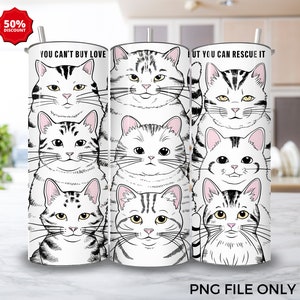 Katzenrettung Tumbler Wrap, Katzenliebhaber Tumbler Wrap Png, Katze PNG 20oz Skinny Tumblers, Katzenliebhaber Sublimation Design Cat Clipart Digitaler Download