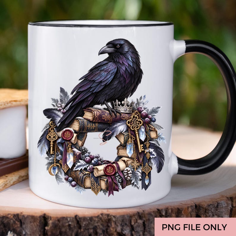 Raven Rim Gothic Raven PNG, Dark Academia Png, Bookish Raven Png, Fantasy Book ...