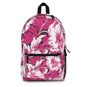 Rucksack mit Blumendruck, trendige Buchtasche, stilvoller Schulrucksack, einzigartiges Blumendesign, niedlicher Reiserucksack für Frauen, zurück in der Schule