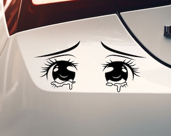 Crying Anime Eyes Decal: Cute Kawaii Car, Laptop Sticker