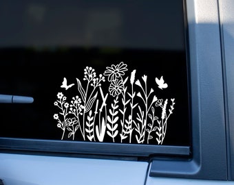 Wildflower Car Decal, Boho Laptop Sticker