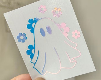 Ghost Daisy Car Decal, Cute Halloween Vinyl Sticker