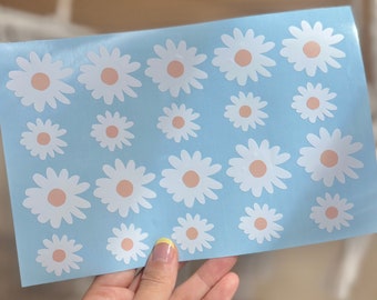 Daisy Vinyl Decal Sheet, Retro Flower Stickers