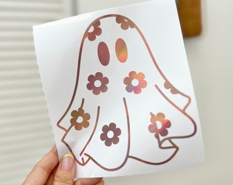 Ghost Daisy Car Decal, Cute Halloween Vinyl Sticker