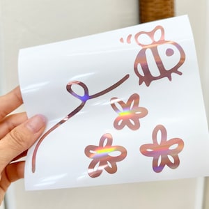 Bee & Flowers Vinyl Decal Bee and Daisies Sticker Bee Car Decal Sticker Laptop  Tumbler Water Bottle Window Bee Wall