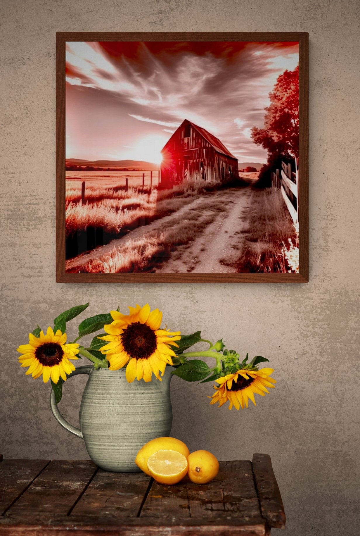 Old Barn Print Red Skies Farmhouse printable Wall Art Etsy