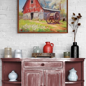 Old Red Barn with American Flag |Americana Art | Rustic | Country Barn | Patriotic | Old Glory | Flag Prints | Digital Art | Printable | AI image 3