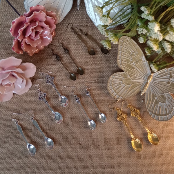 Spoon earrings in silver, gold, and antique for Spoonies and chronic illnesses.