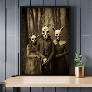 Fotografía vintage extraña, arte de pared gótico espeluznante, gótico victoriano espeluznante, cartel oculto gótico, brujería, decoración gótica del hogar, arte de Halloween