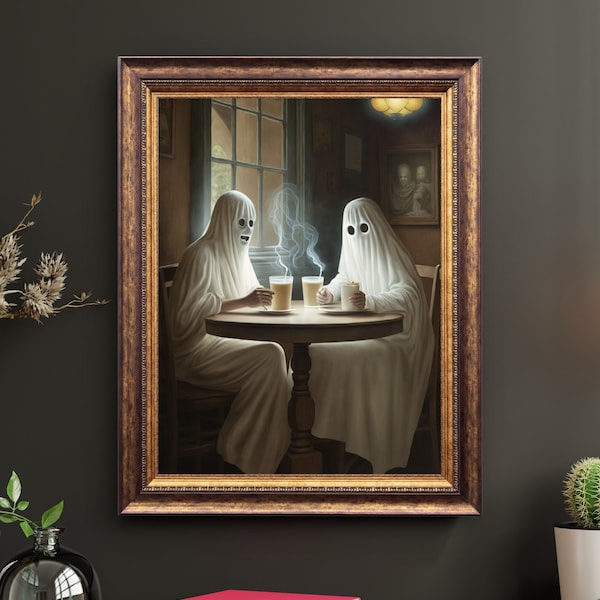 Creepy Goth Wall Art, Spooky Victorian Gothic Ghost, Ghost Vintage Oil Painting Paint, Occult Art Prints  restaurant Decor  Halloween Art