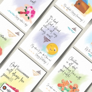 15 cartes de vœux imprimables | Pack de 15 cartes différentes | Toutes les cartes d'occasions | Cartes drôles | Imprimer à la maison des cartes | Téléchargement numérique