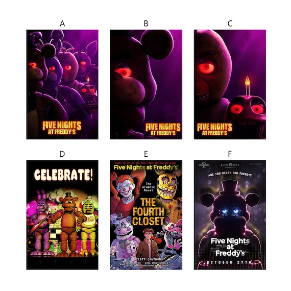 NEW Five Nights at Freddy's Movie Poster Gaming FNAF 2023 Movie Art Poster  USA, freddy's menu 