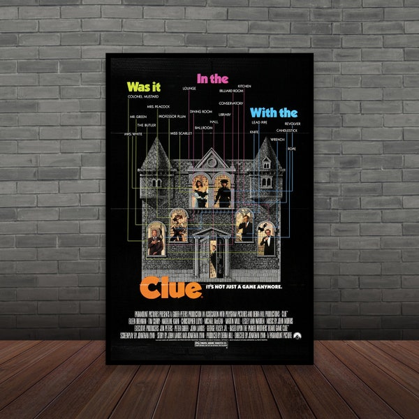 Clue Movie Poster (1985) Classic Film, Wall Art, Room Decor, Home Decor, Art Poster Gifts, Poster custom Silk printing