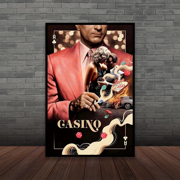 Affiche de film de casino, oeuvre d'art murale, décoration de chambre, décoration d'intérieur, cadeaux d'affiche d'art, impression sur toile d'affiche personnalisée