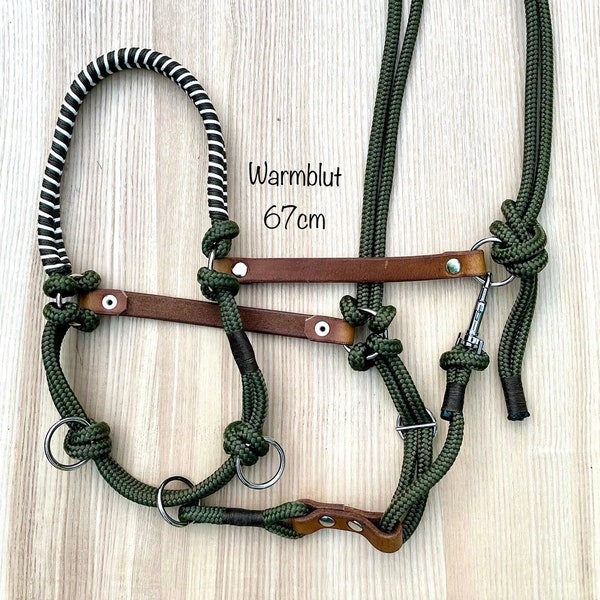 Sidepull halter with 2 extra rings size warmblood, olive