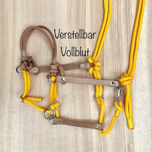 Adjustable pull leather sidepull size thoroughbred, color yellow