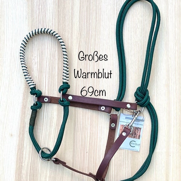 Rope halter, size large warmblood, dark green