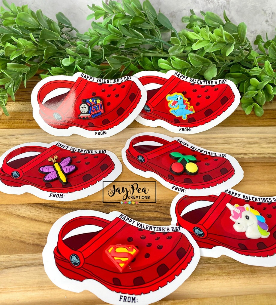 10 Count Croc Charm Valentine's Day Cards Clog Gift Exchange Teen
