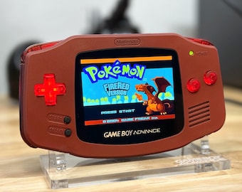 Gameboy Advance personalizada - Edición Team Rocket (Rojo intenso), pantalla IPS retroiluminada, luces RGB y kit de batería USB-C