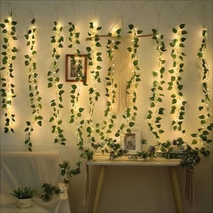 Fairy Lights For Bedroom Artificial Vines Green Leaves for Wall Home Decor  Items